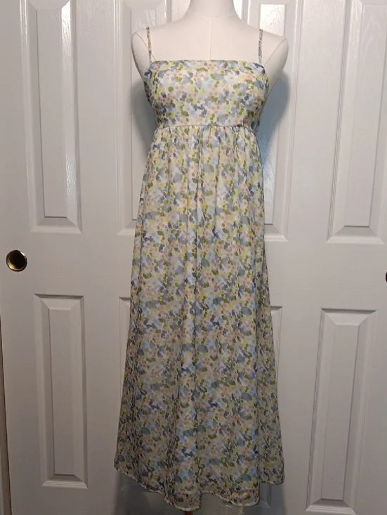 Abercrombie & Fitch Pastel Floral Maxi Dress in Blue, Green, Cream