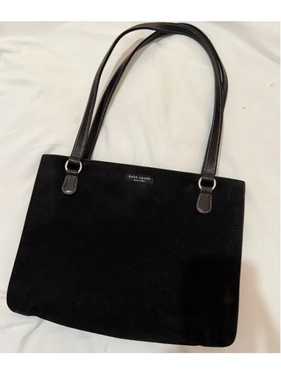 Kate Spade Black Suede Leather Shoulder Bag Handbag Purse 8.5”H X 11.5”L x2”W