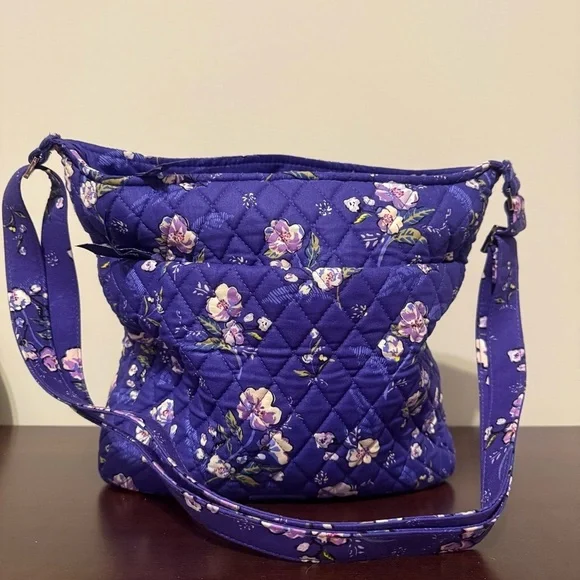 Vera Bradley Cottagecore Purple Floral Quilted Large Shoulder Bag