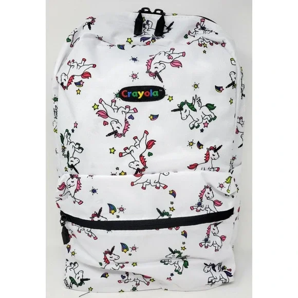 Crayola White All Over Unicorn Print Boys Girls Kids Backpack 15