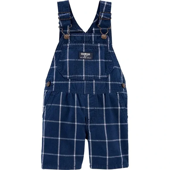 OshKosh B'gosh Blue and White Shortalls | 24M