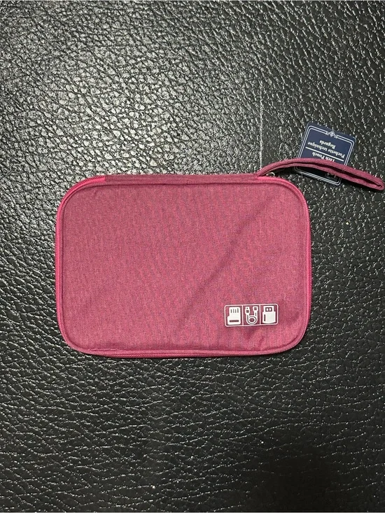 Portable Travel Tech Organizer Pouch - Rose Pink