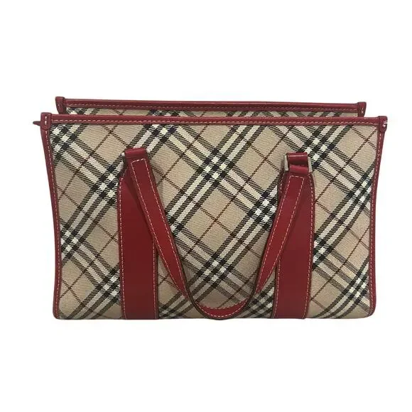 Vintage Burberry Blue Label Tote Hand Bag Nova Check Purse 12x8.5