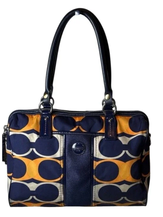 Coach 2013 Daisy Navy & Orange Signature Circle Satchel/Shoulder Bag