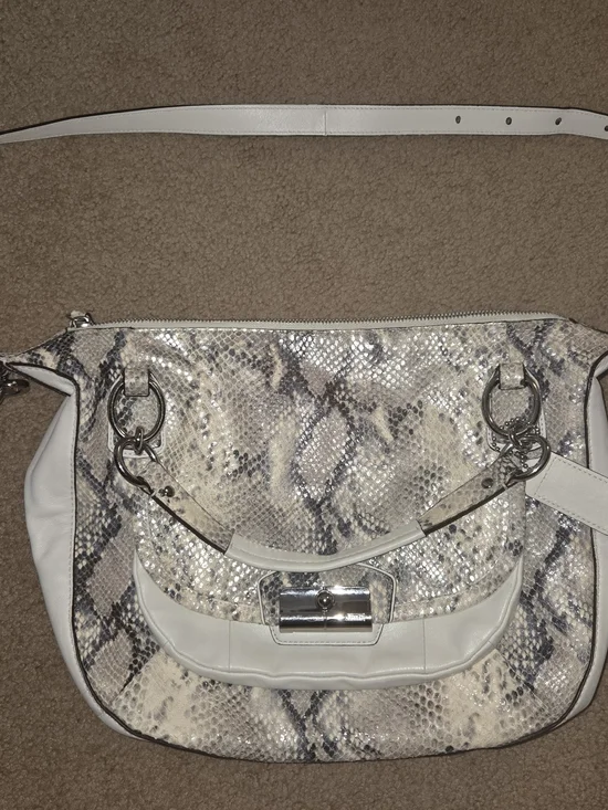 White Snakeskin-Print Shoulder Bag