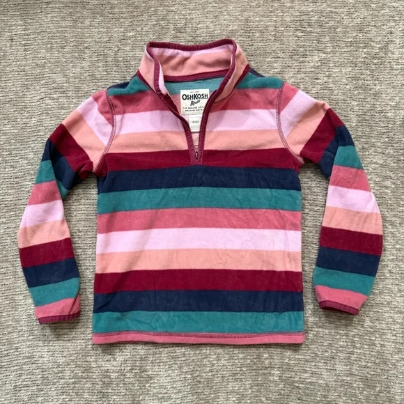OshKosh B’gosh Girls Striped Fleece Quarter Zip Pullover‎ 6/6X