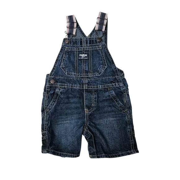 OshKosh B'gosh Denim Vestbak Shortalls Toddler Size 18Mo Leg Snaps