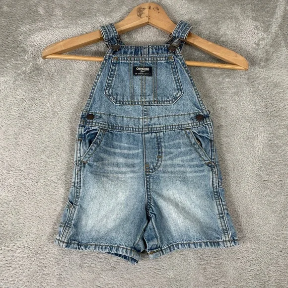OshKosh B'gosh Shortalls Toddler 18-24 Months Blue Denim Bib Overalls Carpenter