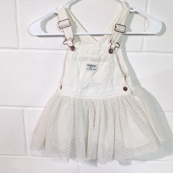 nwot OshKosh B'gosh White Tulle Skirt Overalls