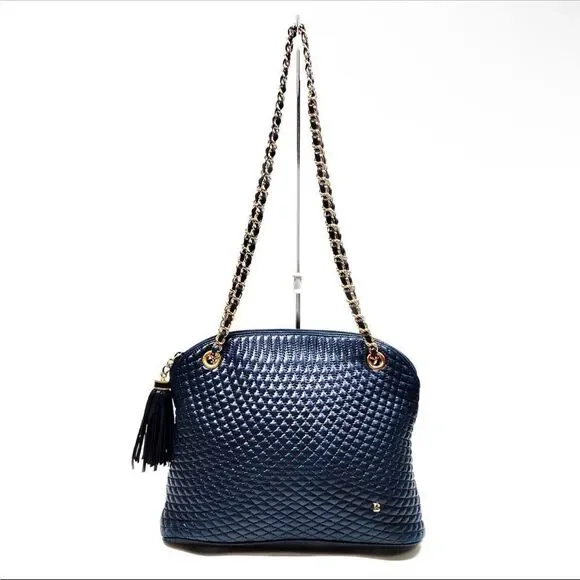Bally Navy Quilted Shoulder Bag
