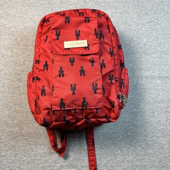 JuJuBe MiniBe Backpack Cape Cod Nautical Lobsters & Sailboats Diaper Bag Red