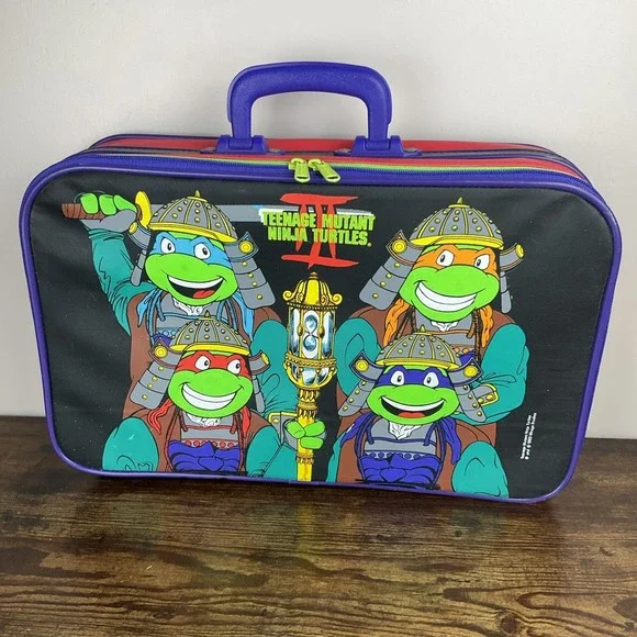 Teenage Mutant Ninja Turtles III Vintage Colorblock Suitcase Luggage Bag 1993