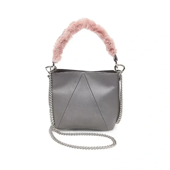 Steve Madden Black Bag with Plush Pink Handle