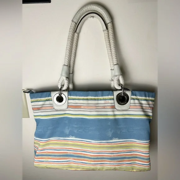 COACH Nautical East West Striped Beach‎ Summer Theme Purse F16624 Limited Ed