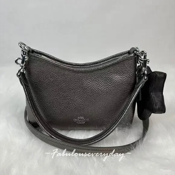 Coach Laurel Small Shoulder Bag Star Charm Leather/Metallic Graphite CCF16 NWT