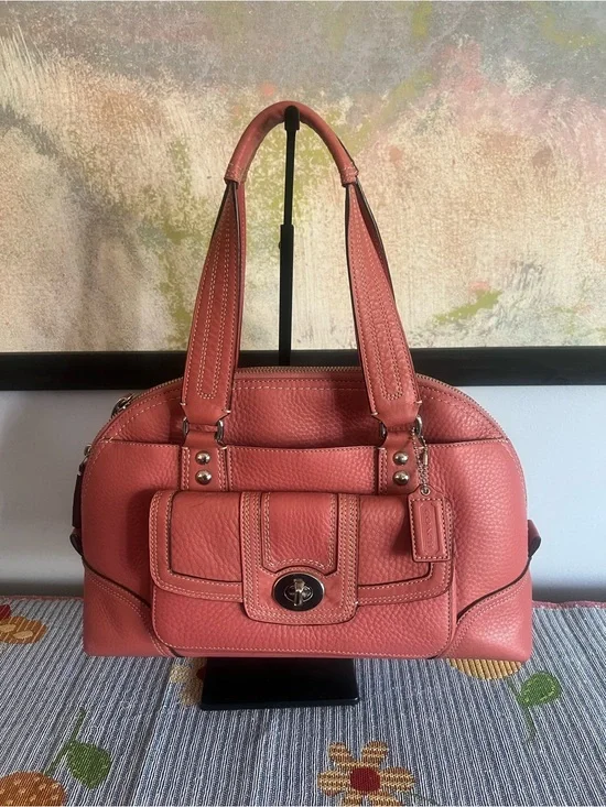 Coach Pink Hampton Satchel Bag with Turnlock