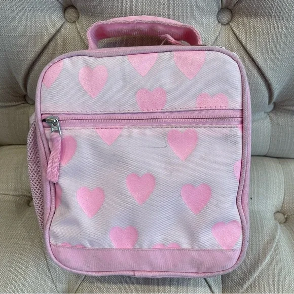 Mackenzie Pink Hearts Glitter Lunch Box