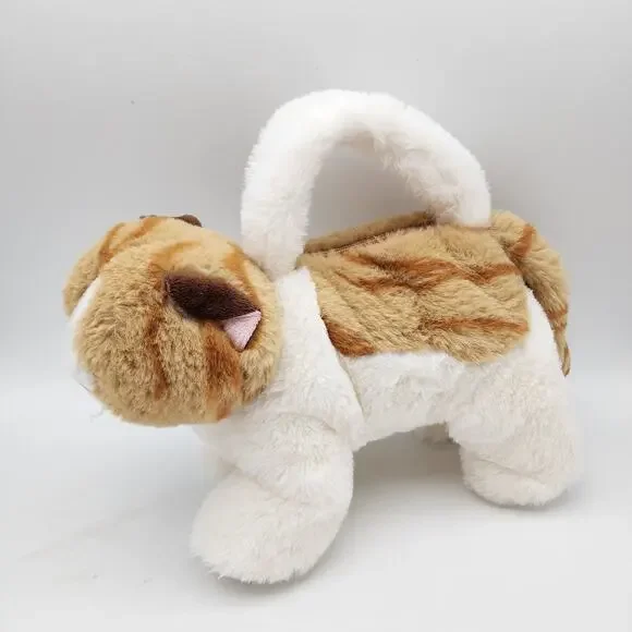 Plushies White Orange Tabby Plush Kitty Cat Purse Handbag Soft Stuffed Animal