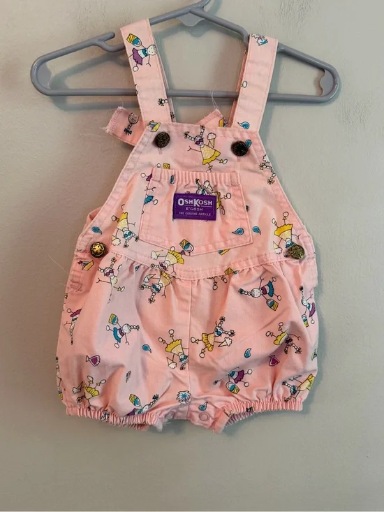 OshKosh B'gosh Pink Printed Vintage Overalls