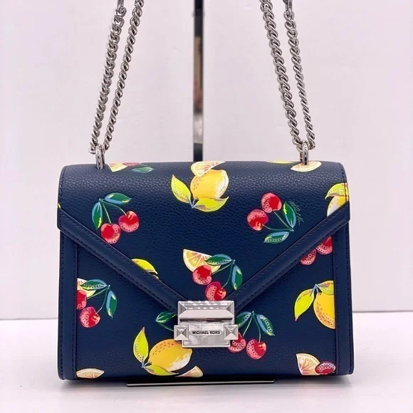 Michael Kors Whitney Medium Sequined Fruit Print Shoulder Bag Crossbody