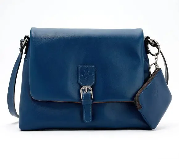 Patricia Nash Leather Medium Flap Crossbody CoinPouch Cerulean Blue, bag A660568