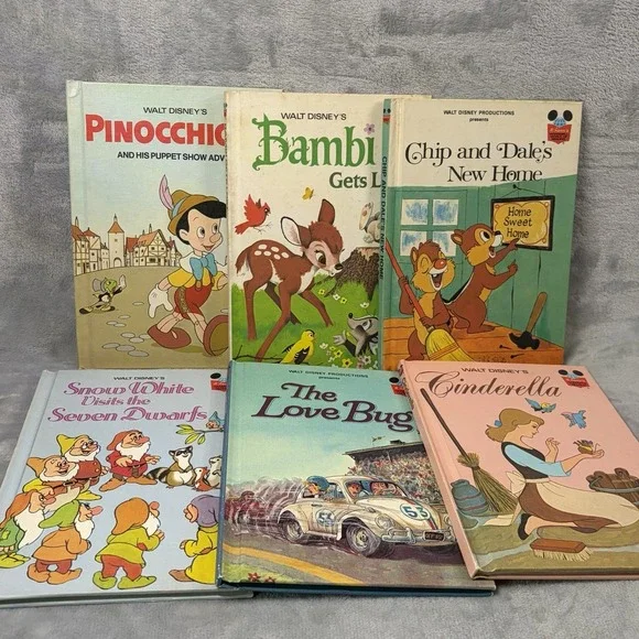 Walt Disney Wonderful‎ World of Reading Lot 6 Hardcover Books Vintage