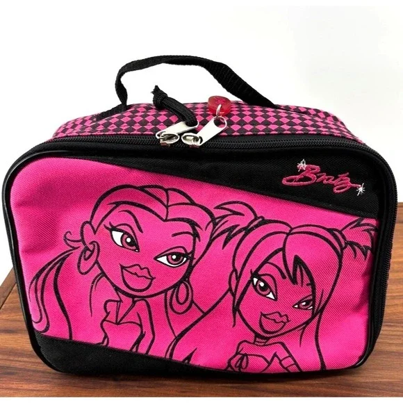 Y2K Bratz Insulated Lunch Bag Pink Black Cooler Tote MGA 2004 Retro Collectible