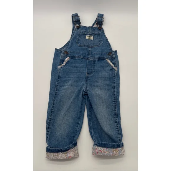 OshKosh B'gosh Overalls 2T Blue with Floral Trim