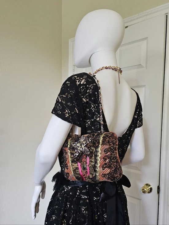 Embellished Multicolor Beaded Shoulder Bag