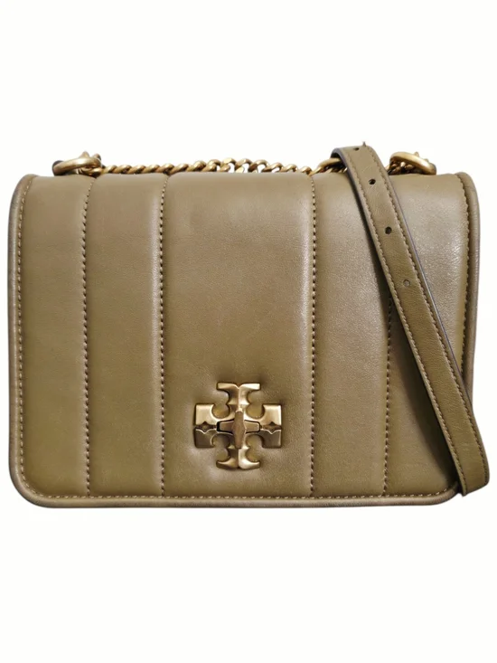Tory Burch Kira Chain Shoulder‎ Bag Toasted Sesame Rolled Gold Leather Crossbody