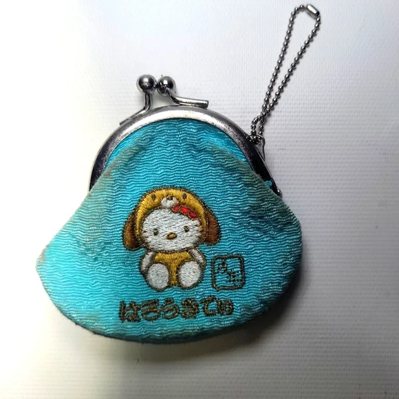 HELLO KITTY SANRIO Vintage blue key chain coin purse
