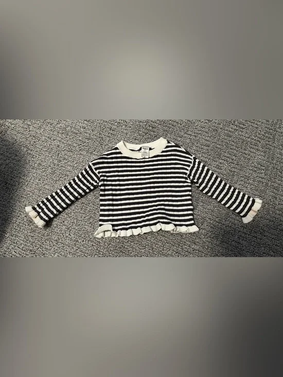 OshKosh B'gosh Black & White Stripe Ruffle Hem Sweater