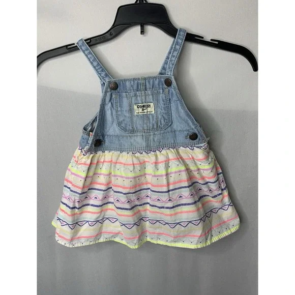 Baby Girls‎ 9 Month Oshkosh Bgosh Vest Bak Dress Overall Jumper Multicolor
