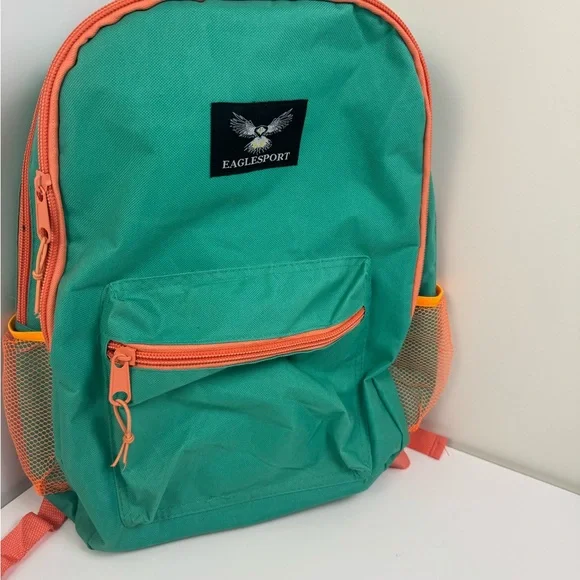 Vibrant‎ Green and Orange Backpack with Classic Design