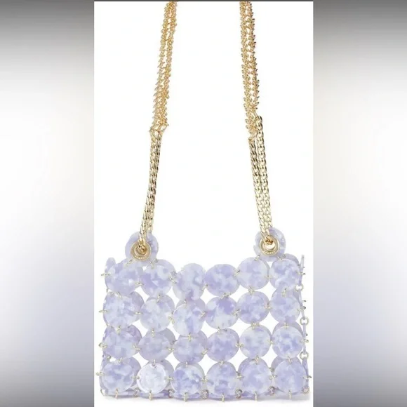 Sandro Pastille Marbled Resin Chainmail Shoulder Bag Gold Lilac Purple NWT