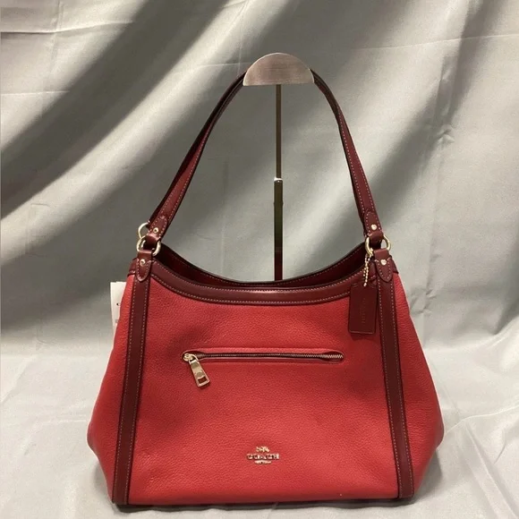 Coach Christie Fire Brick Red Pebble Leather Carryall