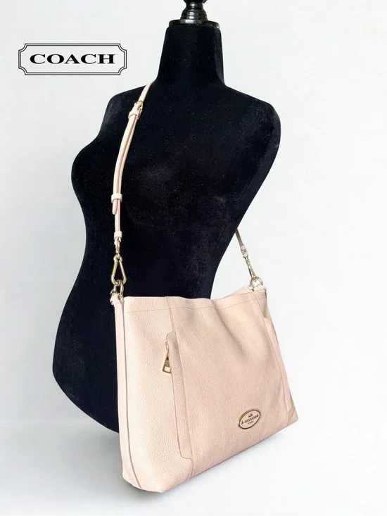 Coach Blush Pink Pebble Leather Hobo 2-way Shoulder Bag- Very Good Condition