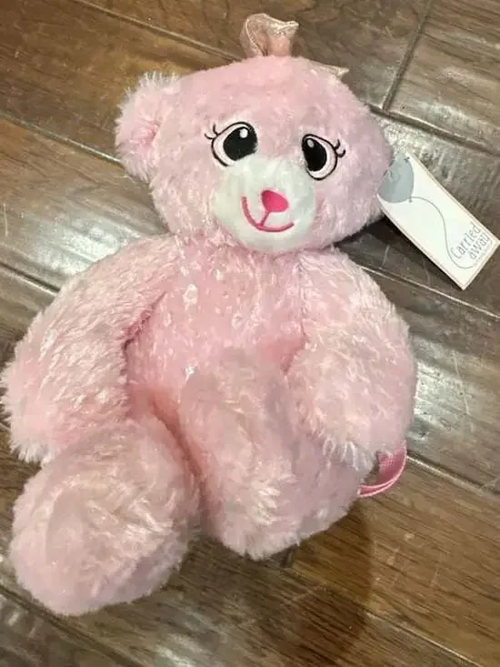 Carried Away by Stepping Stones Pink Sparkly Teddy Bear Plush Backpack