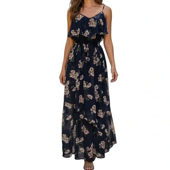 Abercrombie & Fitch Maxi Dress‎ Women’s Floral Navy Blue Dress Size M 2310