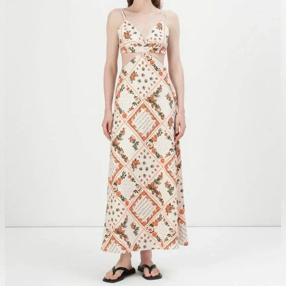 Abercrombie & Fitch The A&F Julia Slip Cutout Maxi Dress Size XLT