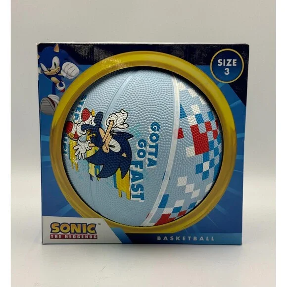 New Sonic the Hedgehog Kids Basketball Gotta Go Fast Blue Sega Outdoor - Size 3