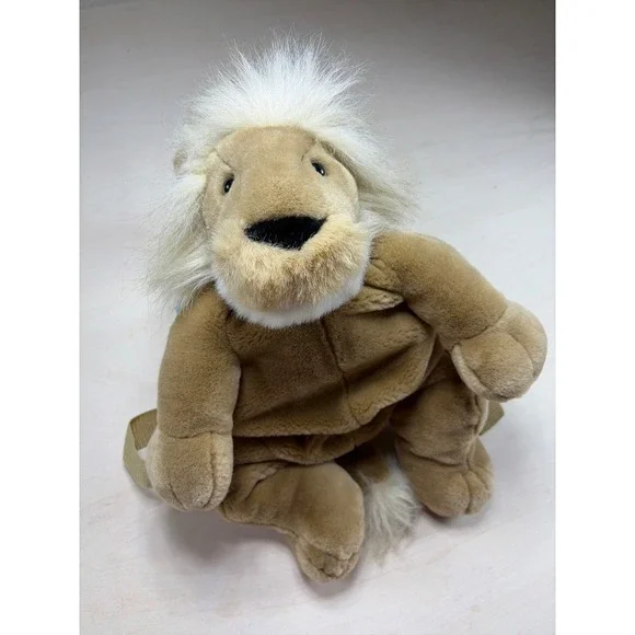 Mango Teddy Bear Co Lion Plush Backpack Vintage Tan White Mane 15 Inch Bag Rare
