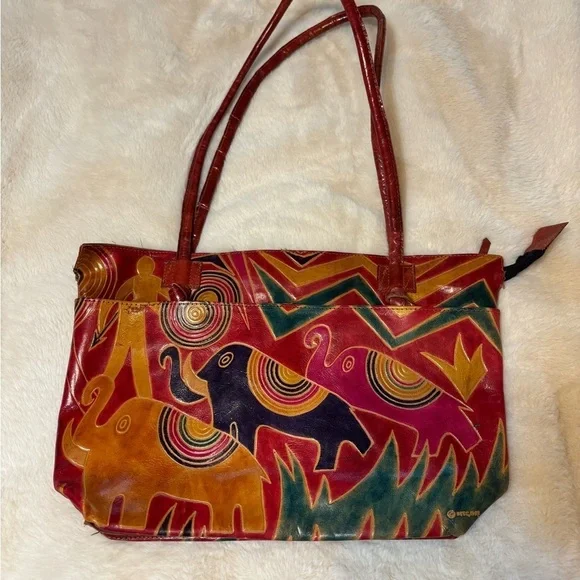 Vintage 90s Emily Ann of Boca Raton Leather Elephant Purse
