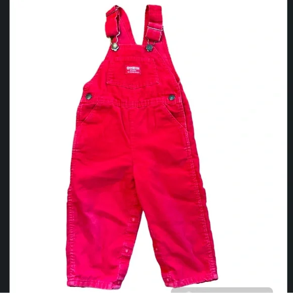 Vintage Oshkosh B'Gosh Red Corduroy Overalls Size:3T