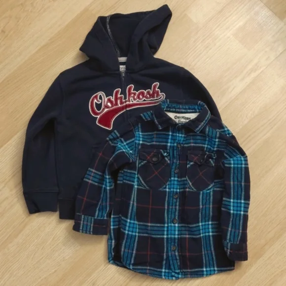 Oshkosh B'Gosh Flannel and Hoodie. Cozy Comfy Casual