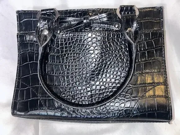 Vintage Liz Claiborne Crocodile Embossed Leather Mini Tote Y2K