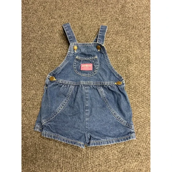 Vintage OshKosh Bgosh Vestbak Denim Shortalls Medium Wash Blue Cotton Girls 4T
