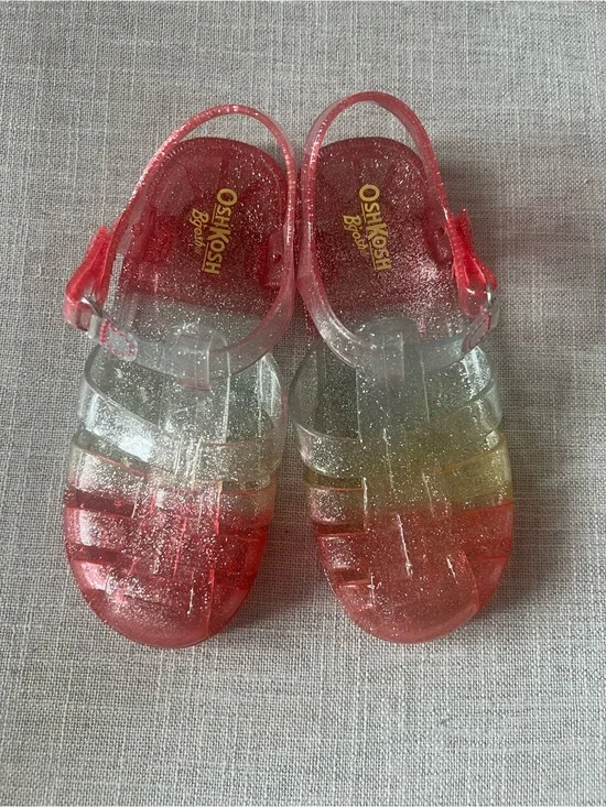 OshKosh B'gosh Girls Glam Glitter Pink Ombre Fisherman Jelly Sandals , Size 12