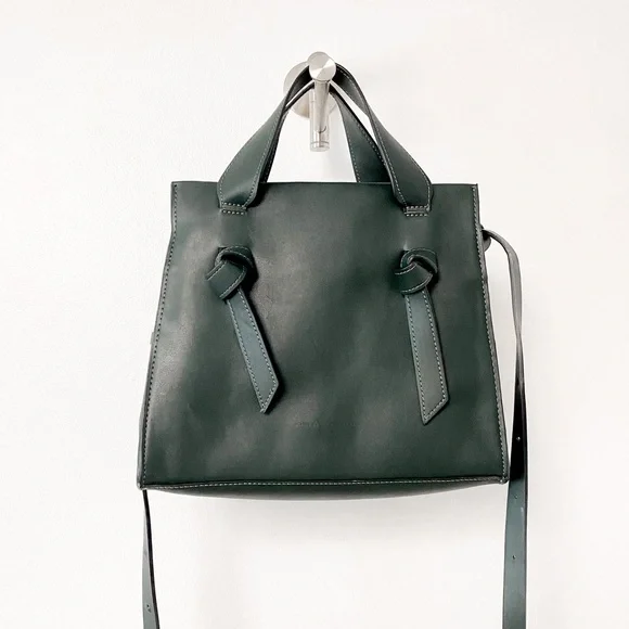 French Connection Preppy Casual  Chic Aria Knot Detail Tote Hand Bag‎ Green
