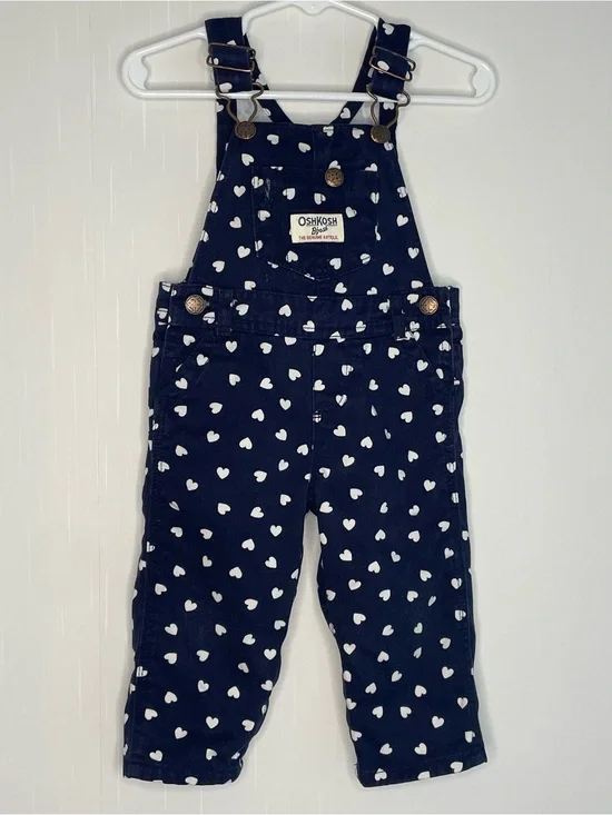 OshKosh B'gosh Navy Overalls with White Heart Print 9M